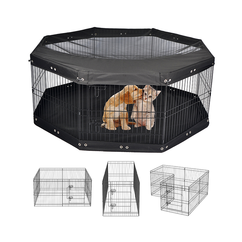 8-panel sammenleggbar ledningsmetallhund lekegrind med toppdeksel og bunnpute 8-panel sammenleggbar ledningsmetallhund lekegrind med toppdeksel og bunnpute