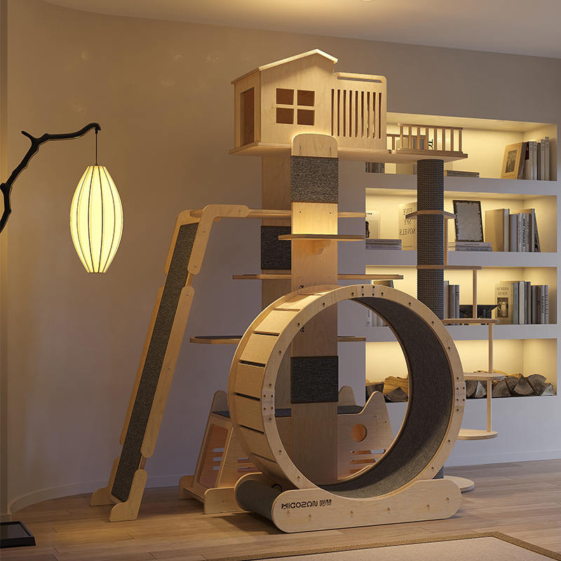 Massivt tre villa flernivå tårn stor katt tre klatre ramme Massivt tre villa flernivå tårn stor katt tre klatre ramme