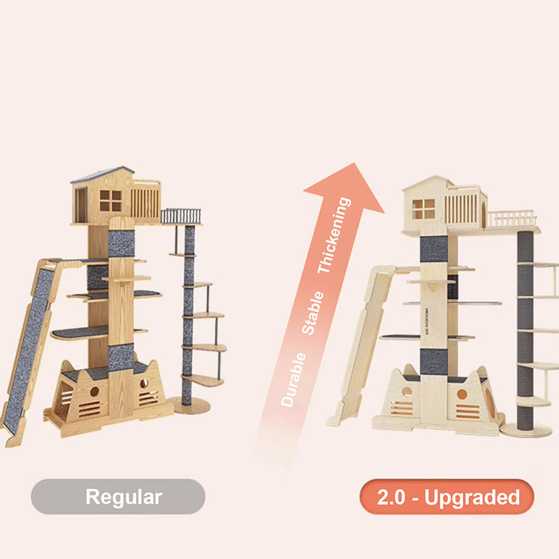 Massivt tre villa flernivå tårn stor katt tre klatre ramme Massivt tre villa flernivå tårn stor katt tre klatre ramme