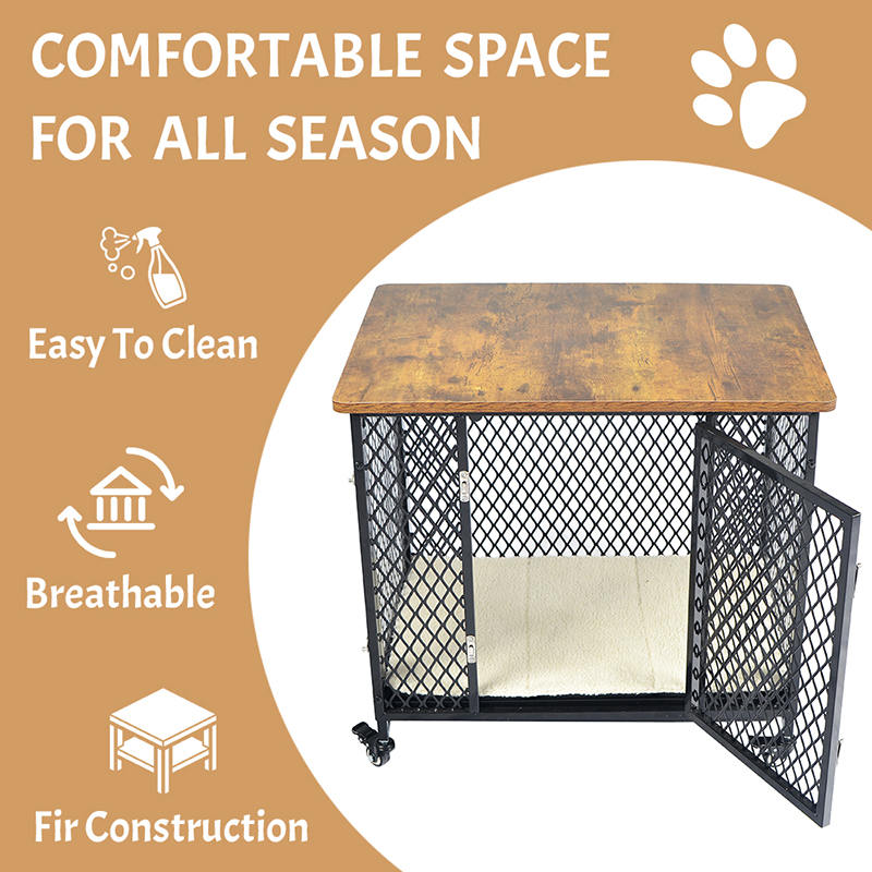 Møbler stil stor trehundbur med hjul og pute Møbler stil stor trehundbur med hjul og pute