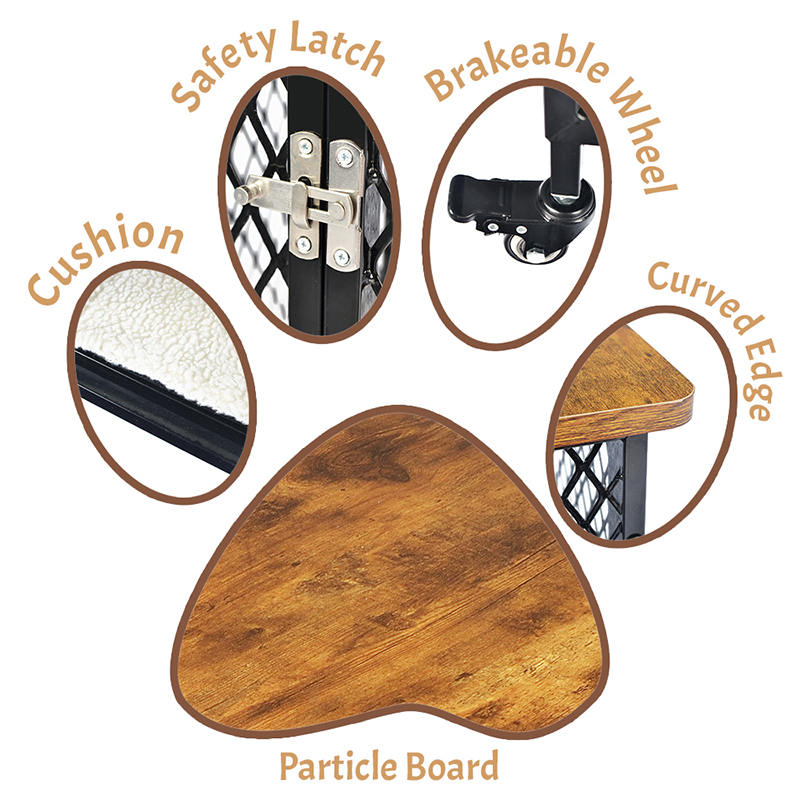 Møbler stil stor trehundbur med hjul og pute Møbler stil stor trehundbur med hjul og pute