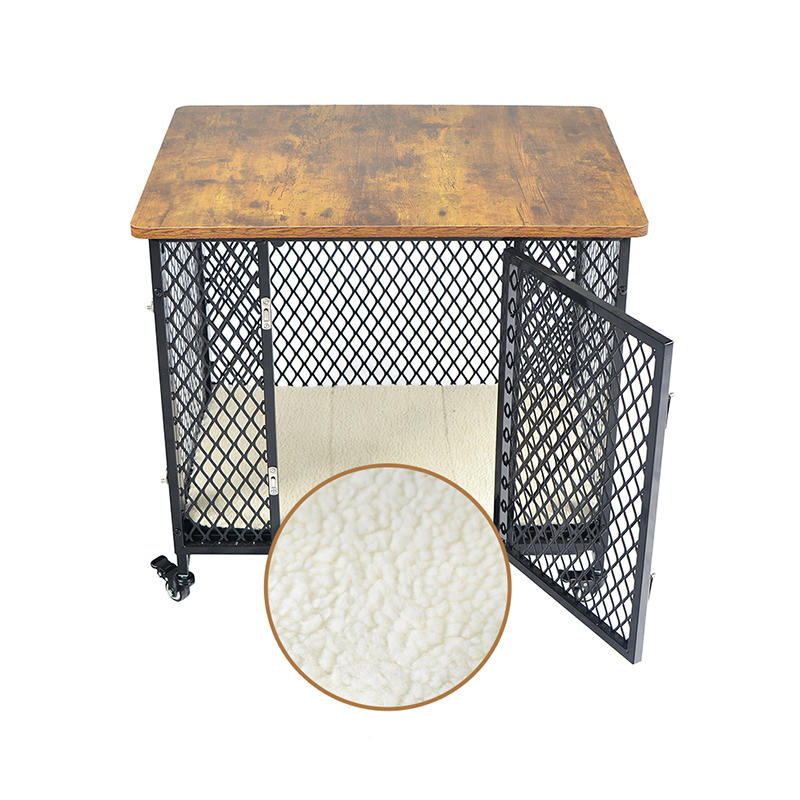 Møbler stil stor trehundbur med hjul og pute Møbler stil stor trehundbur med hjul og pute