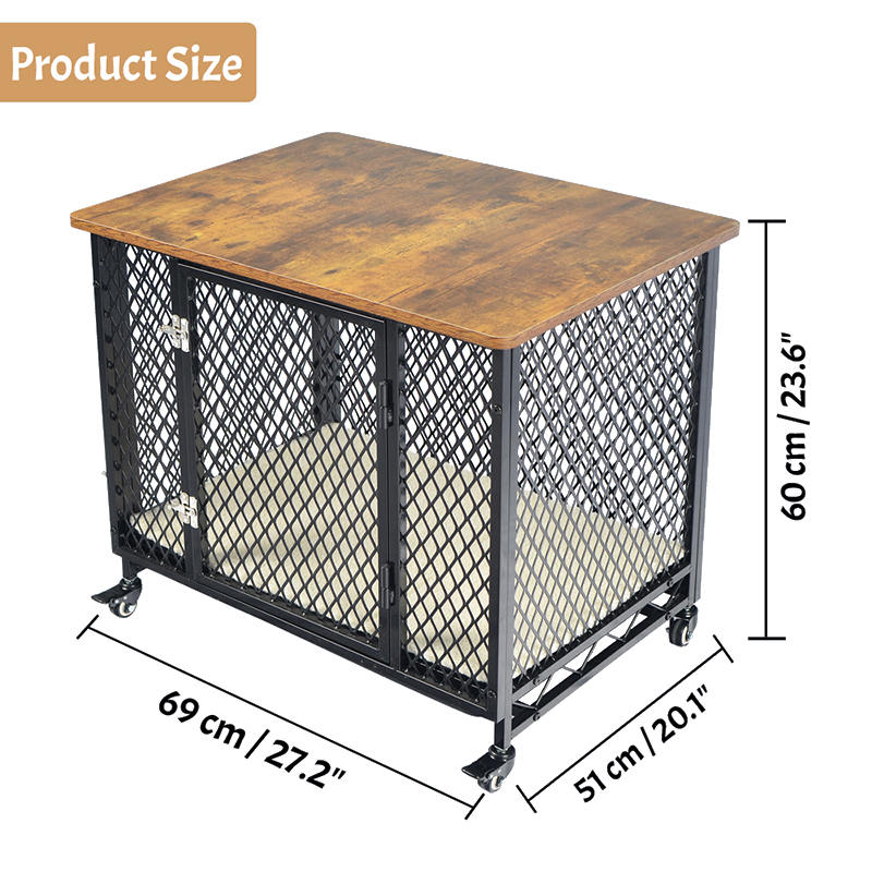 Møbler stil stor trehundbur med hjul og pute Møbler stil stor trehundbur med hjul og pute