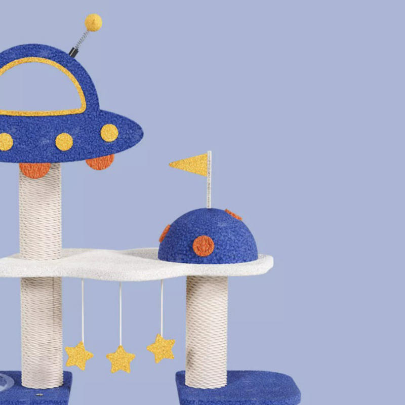 Blue Space Capsule Climbing Frame Cat Tree Tower for Kitten Playing Toy Blue Space Capsule Climbing Frame Cat Tree Tower for Kitten Playing Toy