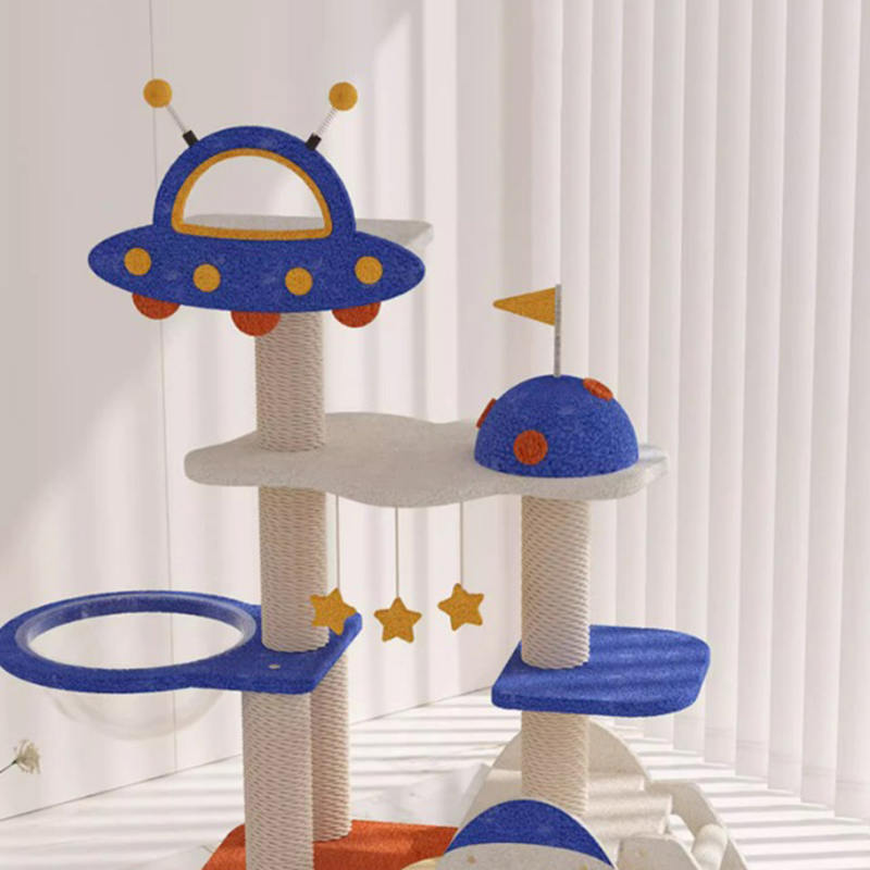 Blue Space Capsule Climbing Frame Cat Tree Tower for Kitten Playing Toy Blue Space Capsule Climbing Frame Cat Tree Tower for Kitten Playing Toy