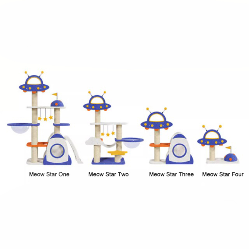 Blue Space Capsule Climbing Frame Cat Tree Tower for Kitten Playing Toy Blue Space Capsule Climbing Frame Cat Tree Tower for Kitten Playing Toy