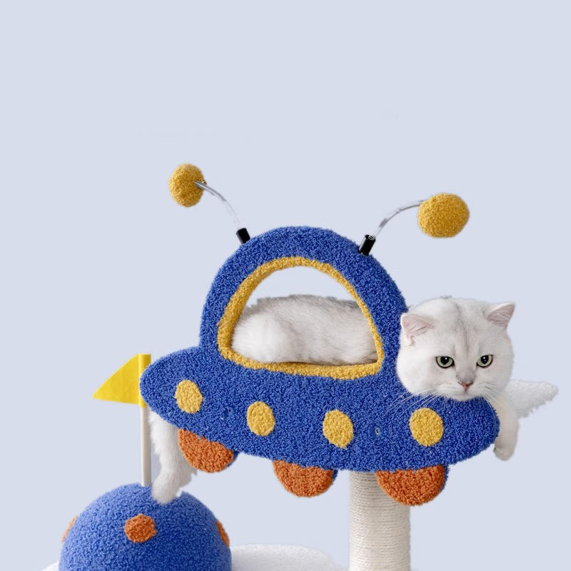 Blue Space Capsule Climbing Frame Cat Tree Tower for Kitten Playing Toy Blue Space Capsule Climbing Frame Cat Tree Tower for Kitten Playing Toy