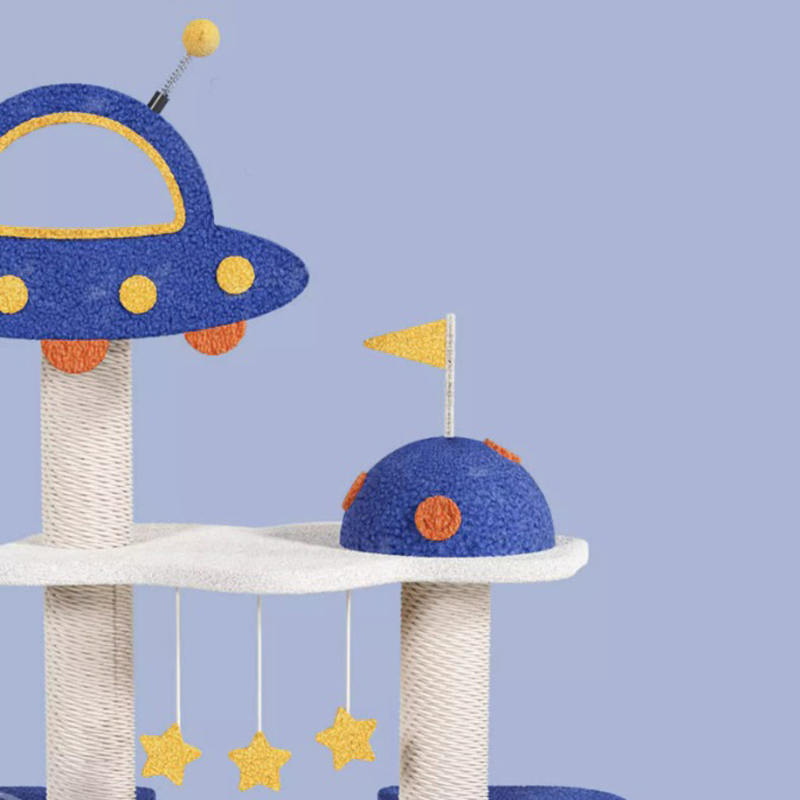 Blue Space Capsule Climbing Frame Cat Tree Tower for Kitten Playing Toy Blue Space Capsule Climbing Frame Cat Tree Tower for Kitten Playing Toy