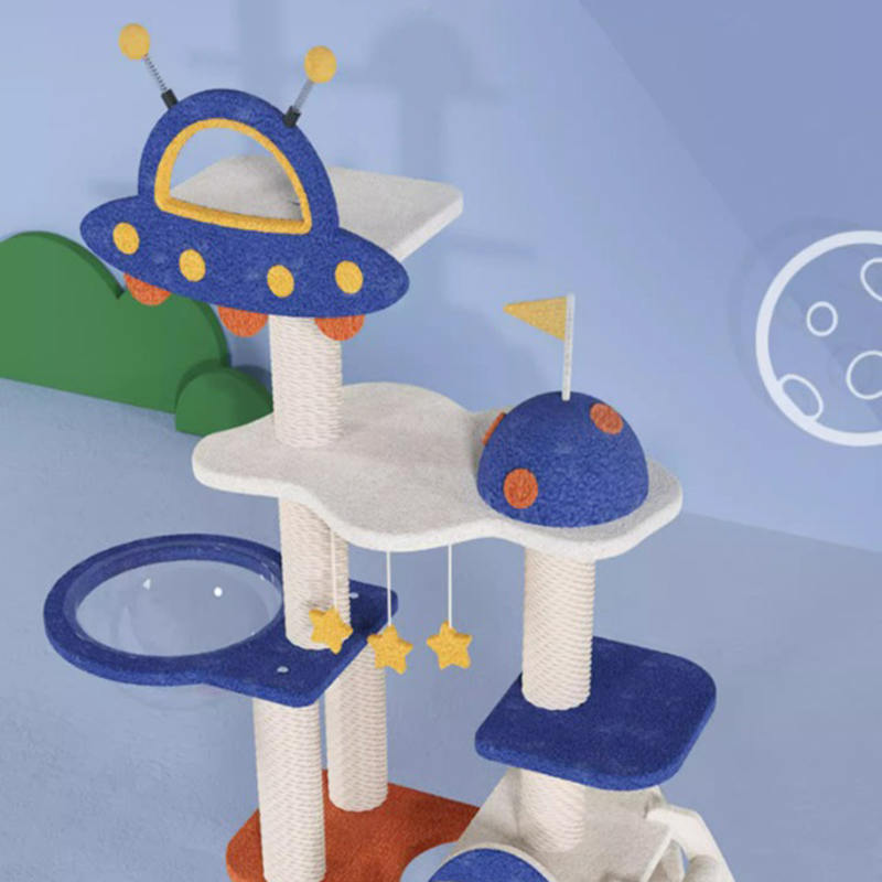 Blue Space Capsule Climbing Frame Cat Tree Tower for Kitten Playing Toy Blue Space Capsule Climbing Frame Cat Tree Tower for Kitten Playing Toy