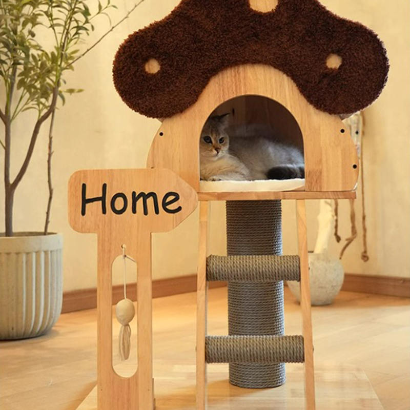 Mushroom Shape Condo Tower Wood Climbing Frame Solid Cat Tree With Ladder Mushroom Shape Condo Tower Wood Climbing Frame Solid Cat Tree With Ladder