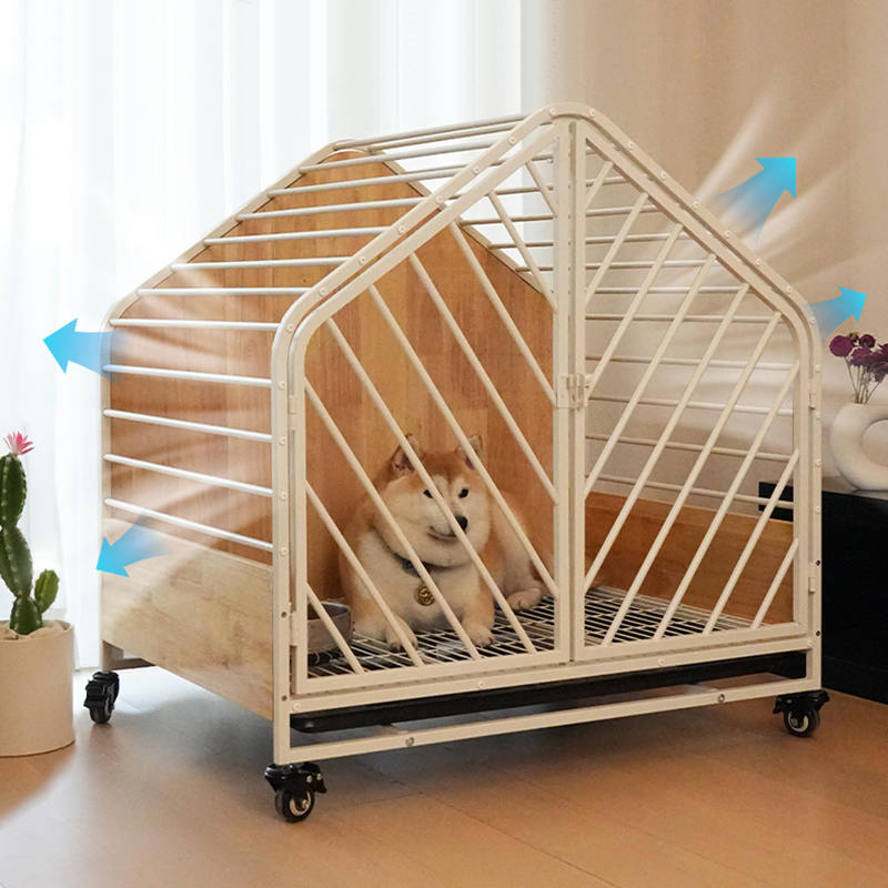 Stort tre stål innendørs hundebur Stort tre stål innendørs hundebur