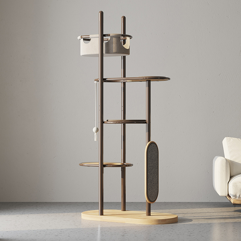 Gulv til tak høy innendørs gummi tre katt tre tårn leilighet med sovende kurv Gulv til tak høy innendørs gummi tre katt tre tårn leilighet med sovende kurv