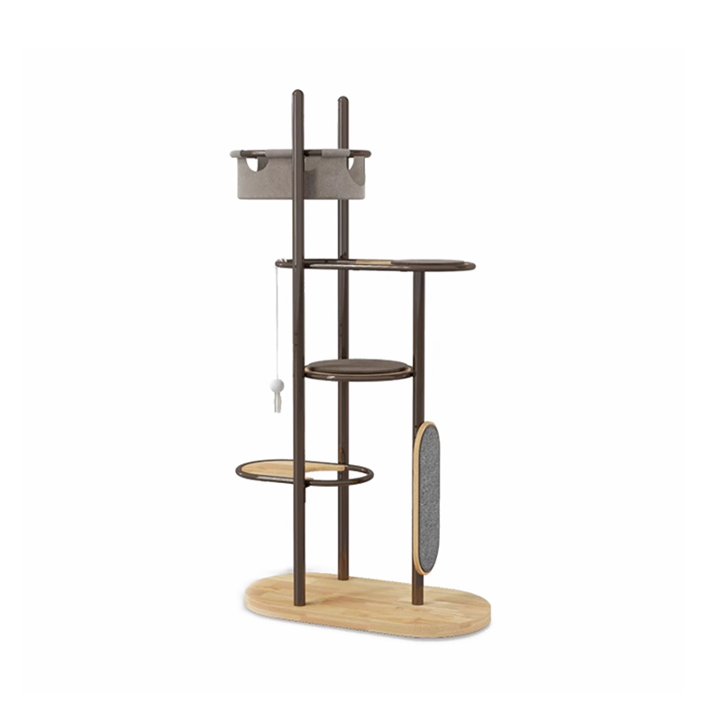 Gulv til tak høy innendørs gummi tre katt tre tårn leilighet med sovende kurv Gulv til tak høy innendørs gummi tre katt tre tårn leilighet med sovende kurv