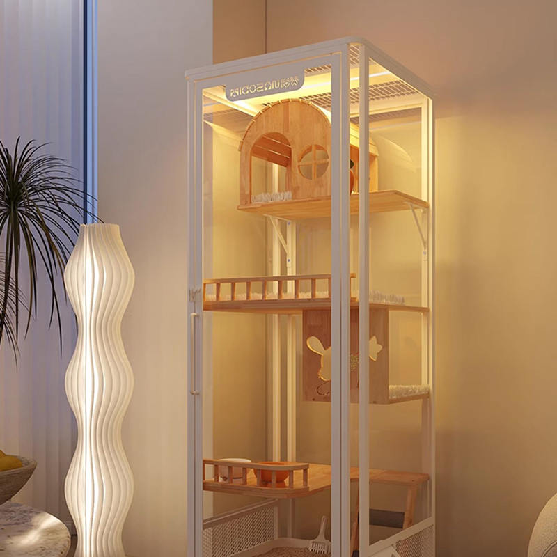 Innendørs panoramet tårn hotell tre villa stort katt bur kabinettskap Innendørs panoramet tårn hotell tre villa stort katt bur kabinettskap