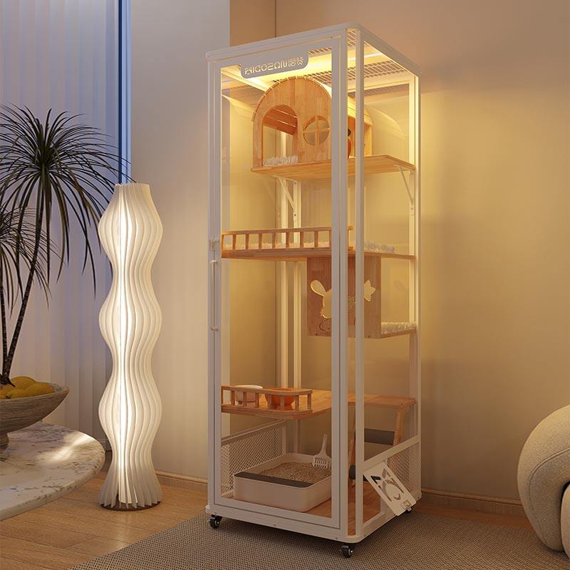 Innendørs panoramet tårn hotell tre villa stort katt bur kabinettskap Innendørs panoramet tårn hotell tre villa stort katt bur kabinettskap