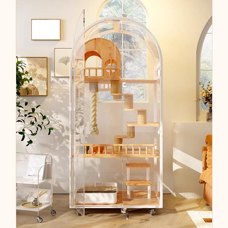 Innendørs tre katt house hotell panoramisk villa solid kattebur kabinettskap Innendørs tre katt house hotell panoramisk villa solid kattebur kabinettskap