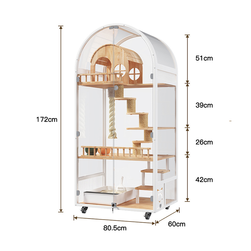 Innendørs tre katt house hotell panoramisk villa solid kattebur kabinettskap Innendørs tre katt house hotell panoramisk villa solid kattebur kabinettskap