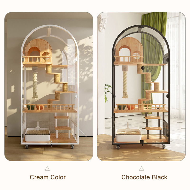 Innendørs tre katt house hotell panoramisk villa solid kattebur kabinettskap Innendørs tre katt house hotell panoramisk villa solid kattebur kabinettskap