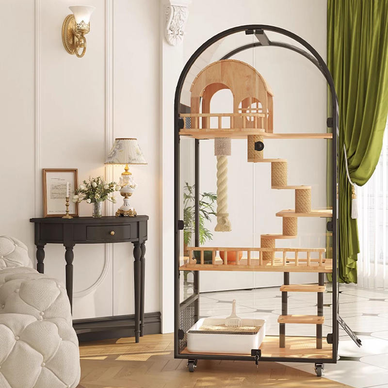 Innendørs tre katt house hotell panoramisk villa solid kattebur kabinettskap Innendørs tre katt house hotell panoramisk villa solid kattebur kabinettskap