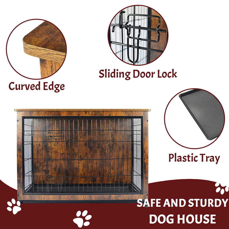 Innendørs tremøbler stil metallhundbur Innendørs tremøbler stil metallhundbur