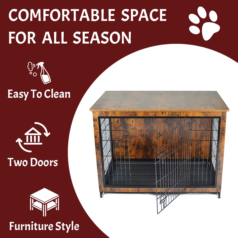 Innendørs tremøbler stil metallhundbur Innendørs tremøbler stil metallhundbur