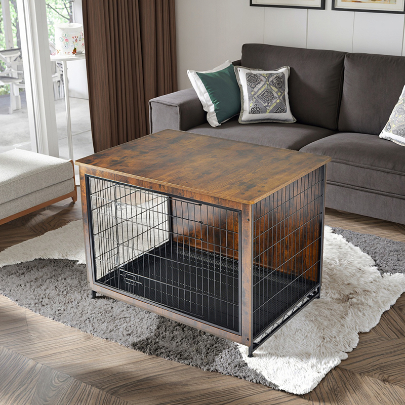 Innendørs tremøbler stil metallhundbur Innendørs tremøbler stil metallhundbur