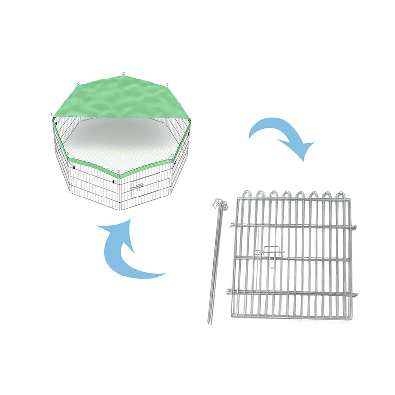 Sammenleggbar valp Rabbit Metal Run Dog Playpen med toppomslag Sammenleggbar valp Rabbit Metal Run Dog Playpen med toppomslag