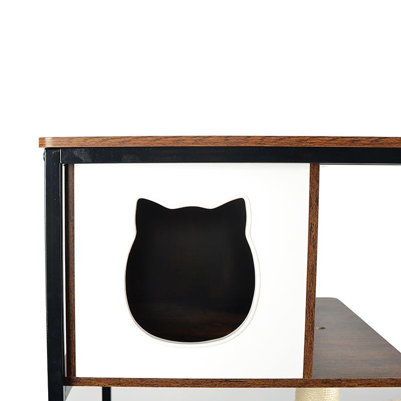 Moderne tre og metall katt tre innendørs tårn leilighet med hengekøye Moderne tre og metall katt tre innendørs tårn leilighet med hengekøye