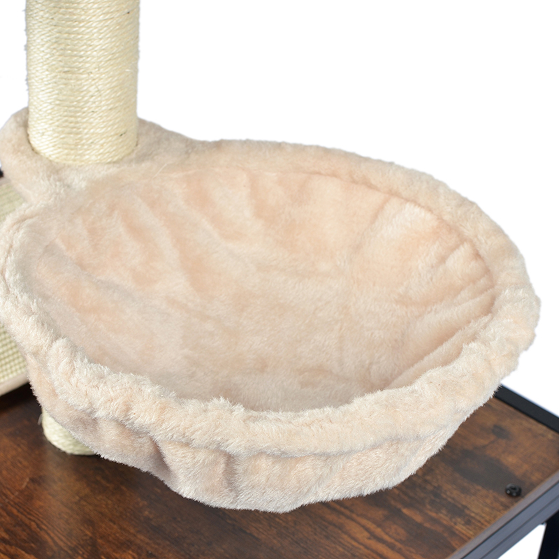 Moderne tre og metall katt tre innendørs tårn leilighet med hengekøye Moderne tre og metall katt tre innendørs tårn leilighet med hengekøye