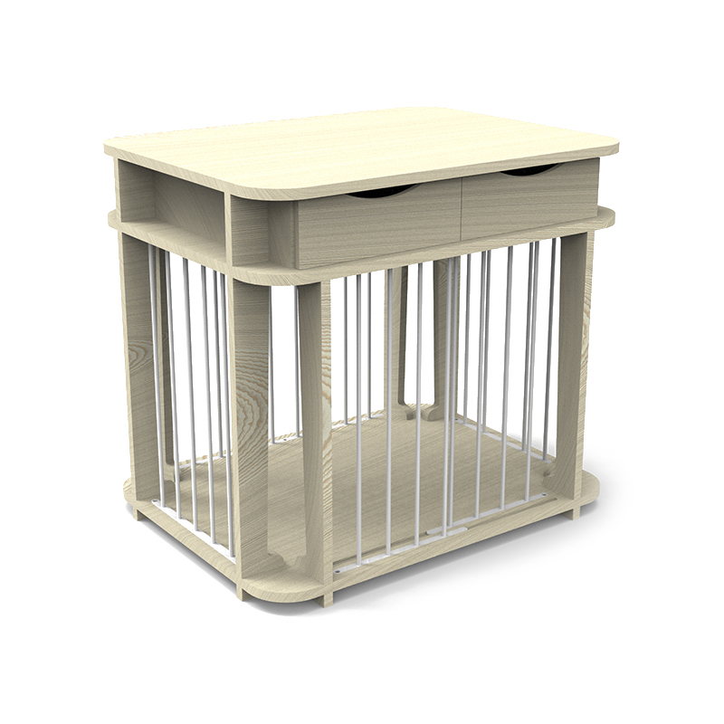 Beige moderne innendørs møbelstil tre metall hundebur Beige moderne innendørs møbelstil tre metall hundebur