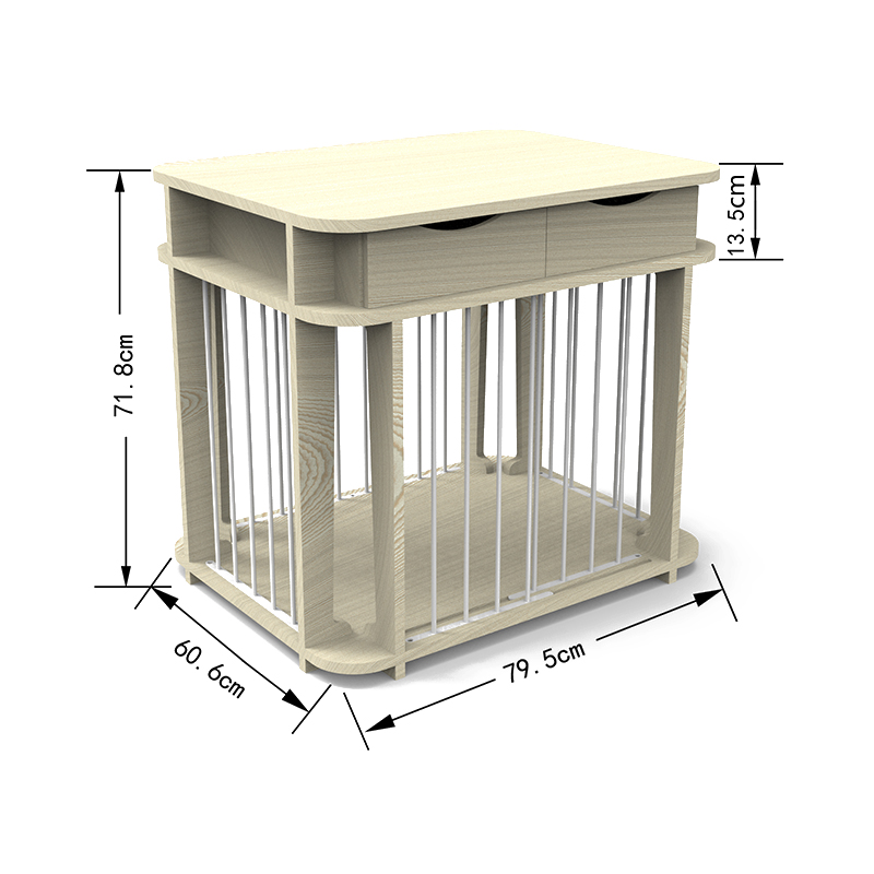 Beige moderne innendørs møbelstil tre metall hundebur Beige moderne innendørs møbelstil tre metall hundebur