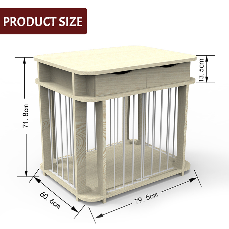 Beige moderne innendørs møbelstil tre metall hundebur Beige moderne innendørs møbelstil tre metall hundebur