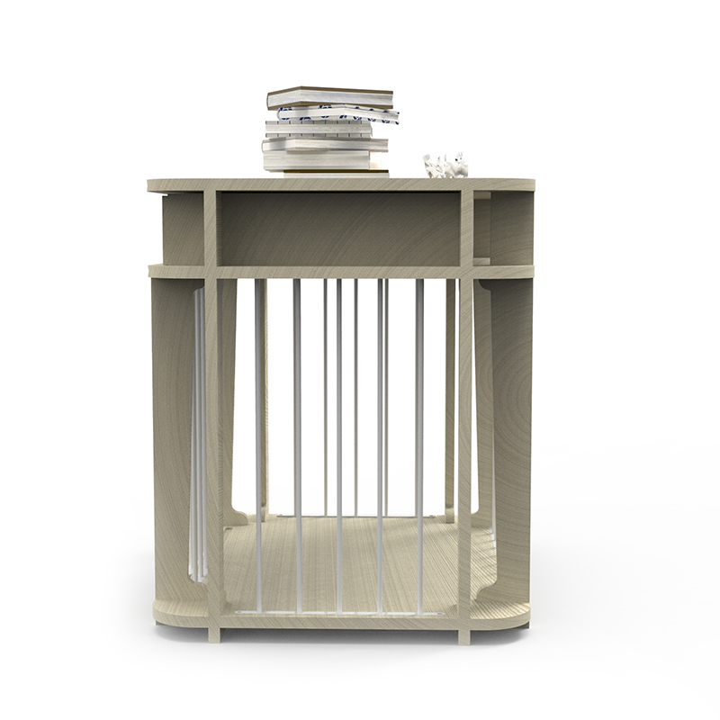 Beige moderne innendørs møbelstil tre metall hundebur Beige moderne innendørs møbelstil tre metall hundebur