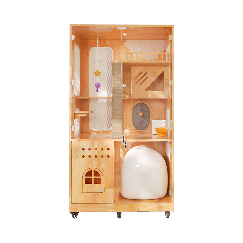 Panoramisk innendørs Villa Cage Solid Wood Cat House innhegning