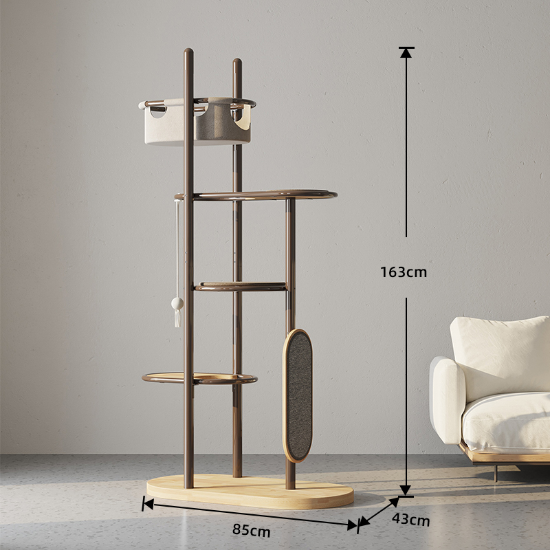 Gulv til tak høy innendørs gummi tre katt tre tårn leilighet med sovende kurv Gulv til tak høy innendørs gummi tre katt tre tårn leilighet med sovende kurv