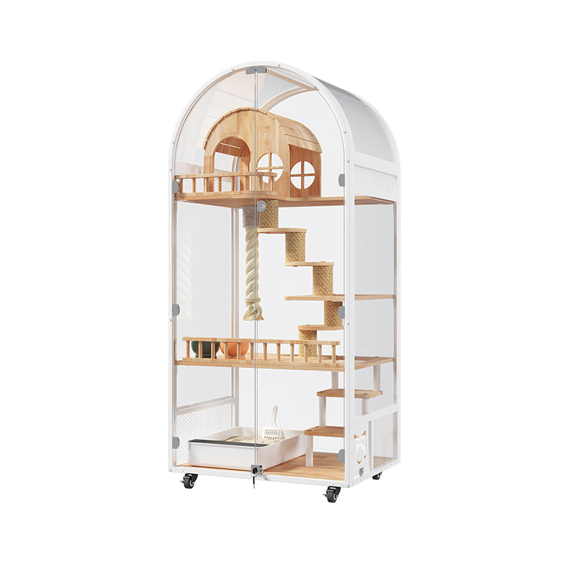 Innendørs tre katt house hotell panoramisk villa solid kattebur kabinettskap Innendørs tre katt house hotell panoramisk villa solid kattebur kabinettskap