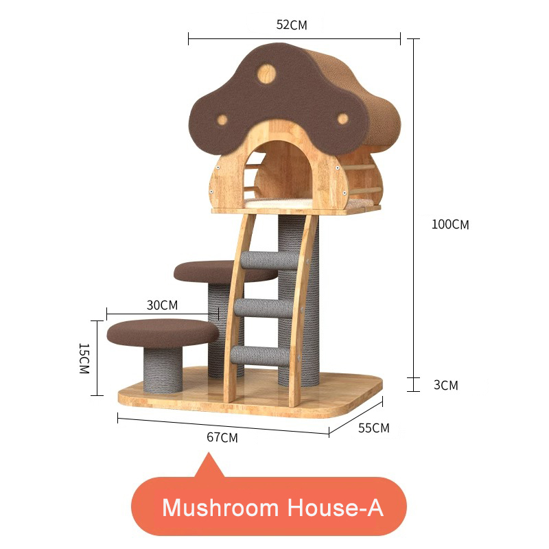 Mushroom Shape Condo Tower Wood Climbing Frame Solid Cat Tree With Ladder Mushroom Shape Condo Tower Wood Climbing Frame Solid Cat Tree With Ladder