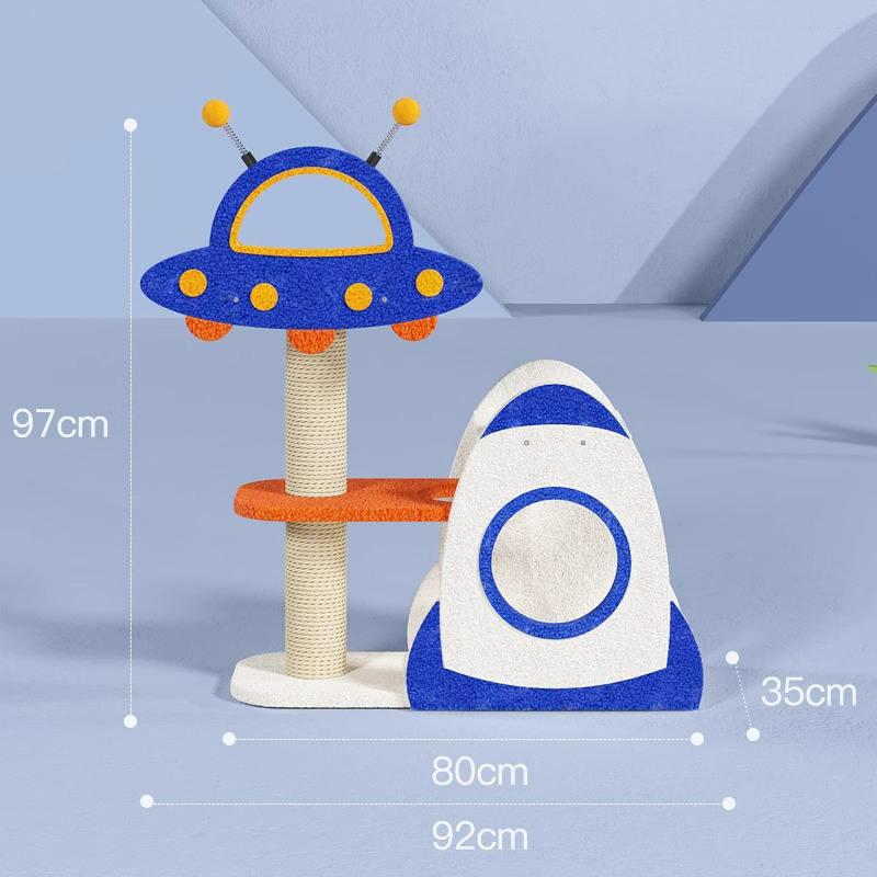 Blue Space Capsule Climbing Frame Cat Tree Tower for Kitten Playing Toy Blue Space Capsule Climbing Frame Cat Tree Tower for Kitten Playing Toy