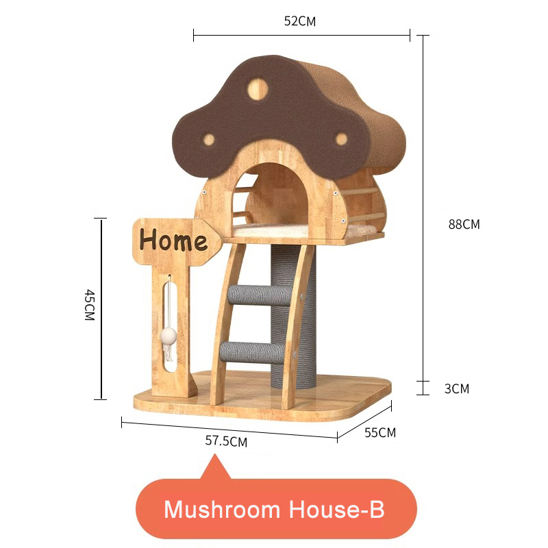 Mushroom Shape Condo Tower Wood Climbing Frame Solid Cat Tree With Ladder Mushroom Shape Condo Tower Wood Climbing Frame Solid Cat Tree With Ladder