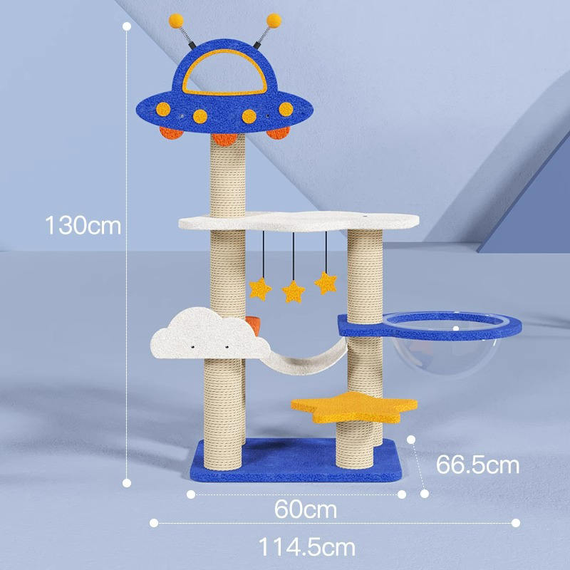 Blue Space Capsule Climbing Frame Cat Tree Tower for Kitten Playing Toy Blue Space Capsule Climbing Frame Cat Tree Tower for Kitten Playing Toy